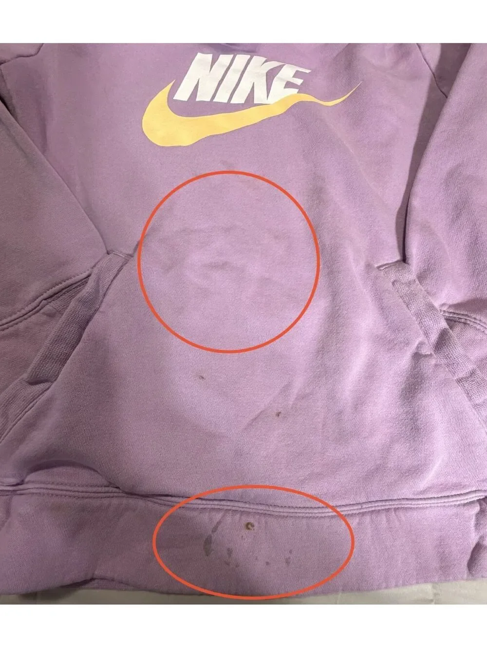 HOODIE Nike Lavender Hoodie with Yellow Logo - Size kids Large